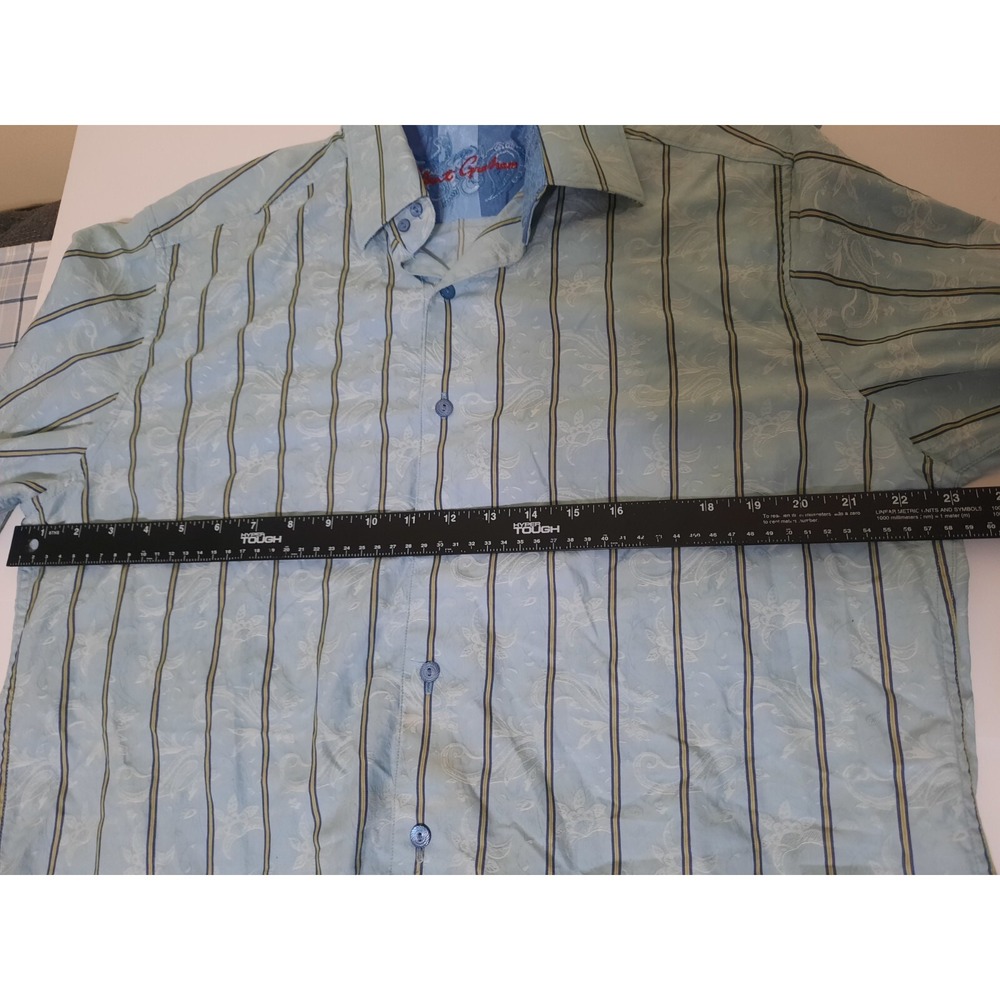Robert Graham Classic Fit L Large Long Sleeve Button Shirt Blue Paisley Stripes - Picture 5 of 8